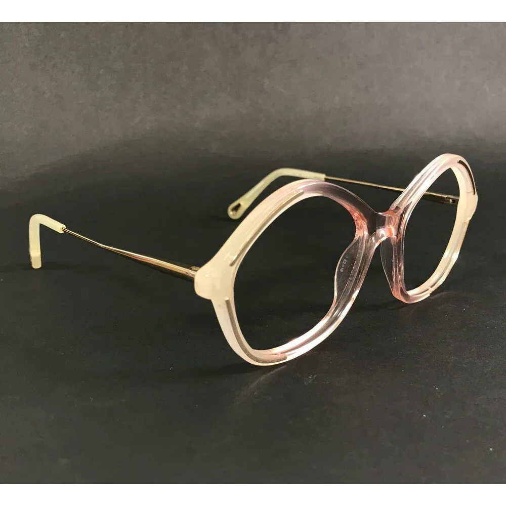 Chloe Eyeglasses Frames CH0062O 002 Transparent Nude Pink Gold Round 52-18-140